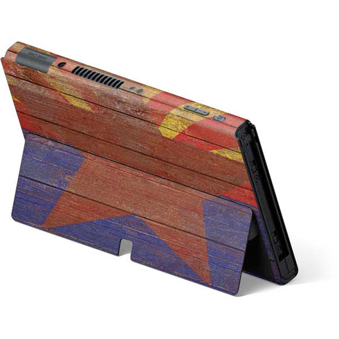 Arizona Flag Dark Wood Nintendo Switch OLED (2021) Skin